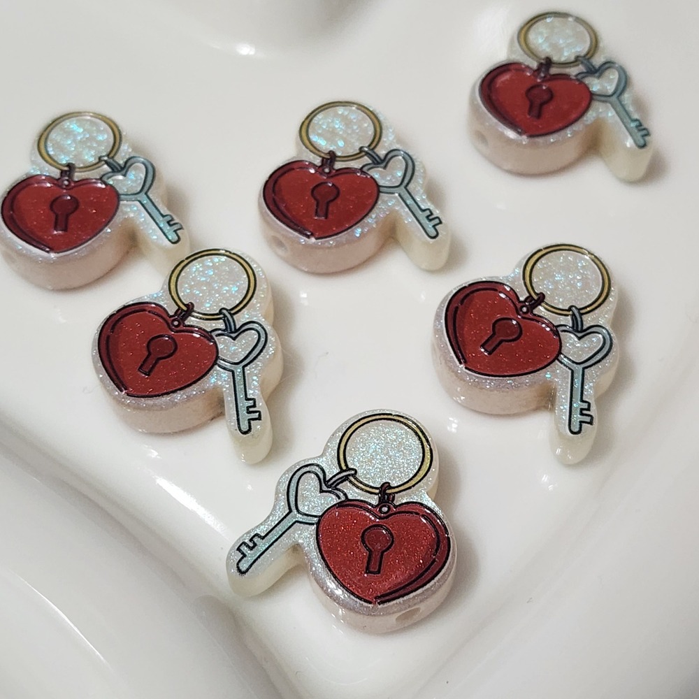 Key to My Heart Beads 2 Pcs Focal Beads Crafts Beaded Pen Jewelry Making Love